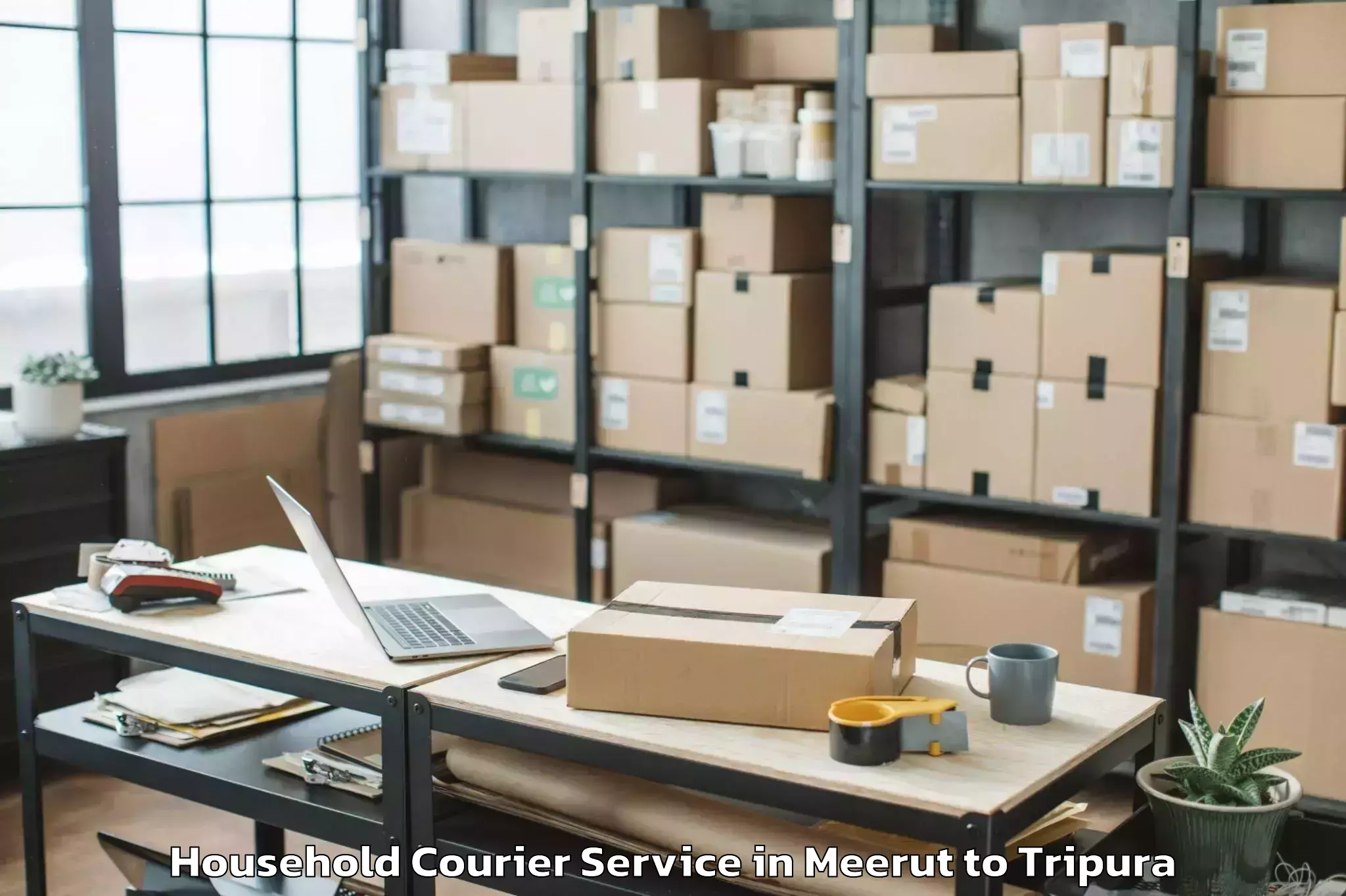 Quality Meerut to Amarpur Gomati Household Courier